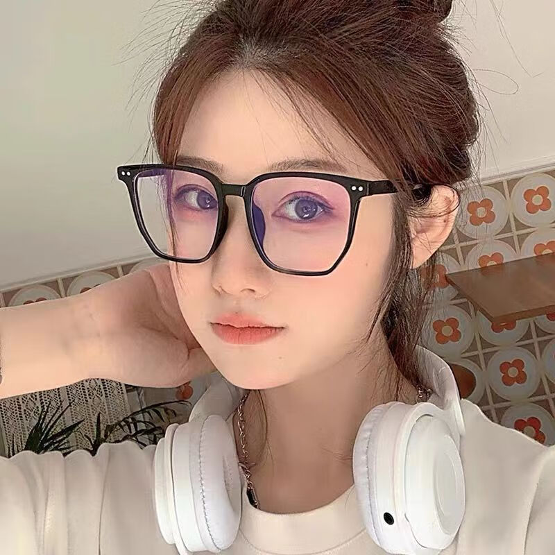 芝雅雨黑框眼镜女防蓝光可配有度数素颜神器眼镜框架大脸显瘦韩版潮