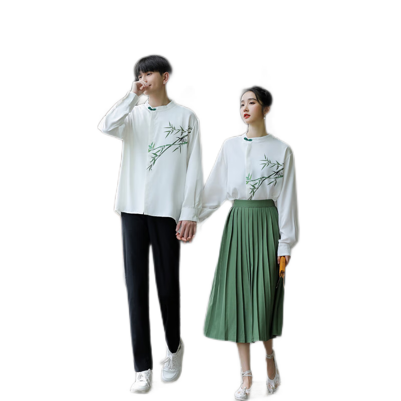 舒裟中學(xué)生詩(shī)歌朗誦大合唱演出服中國風(fēng)初高中生舞臺表演比賽班服套裝 白上衣(男女同款) S