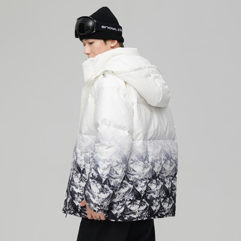 雪中飞新款情侣款时尚简约短款羽绒服保暖抗寒休闲舒适 白色|8162 2XL 185/100A