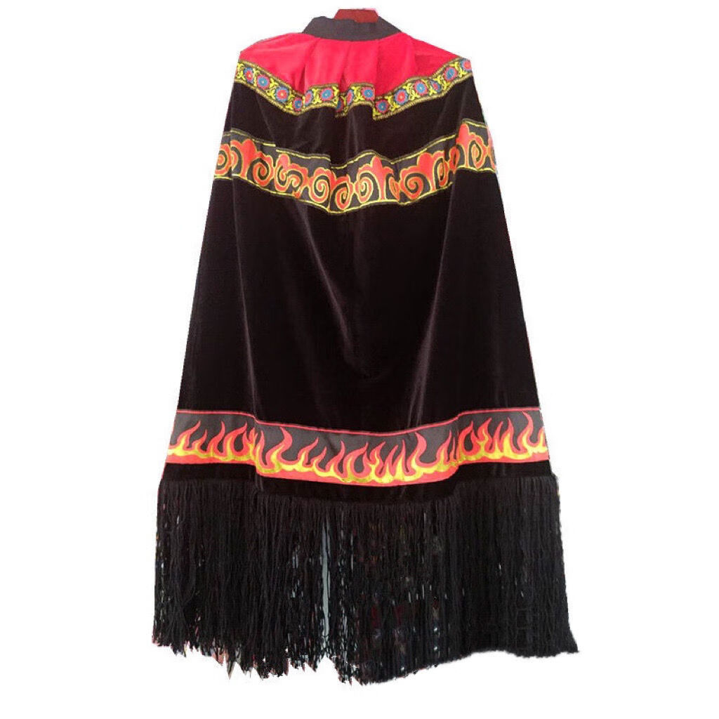 eynl彝族服饰 新款男女同款披风新披毡彝族披风传统查尔瓦火 黑色