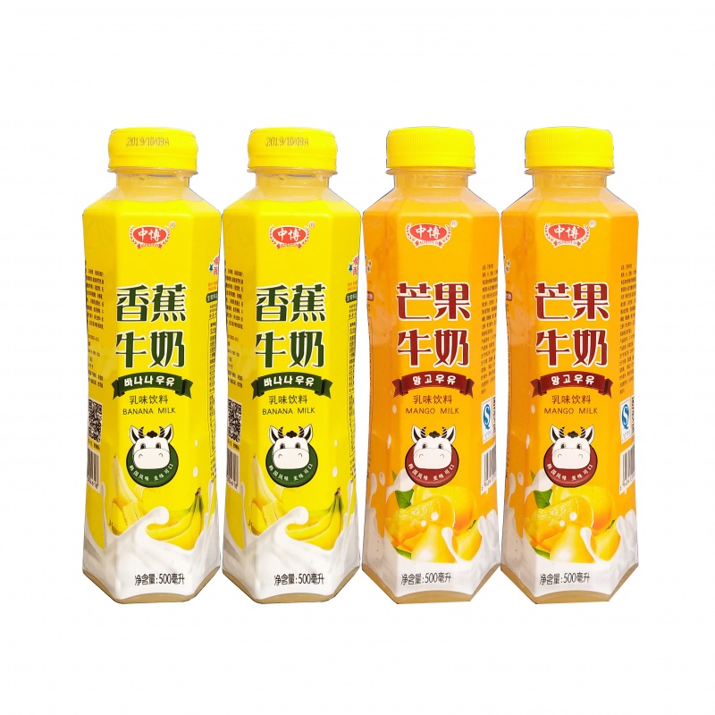 中博芒果香蕉牛奶 500ml*15瓶整箱装 儿童学生乳味饮料 2种混装15瓶