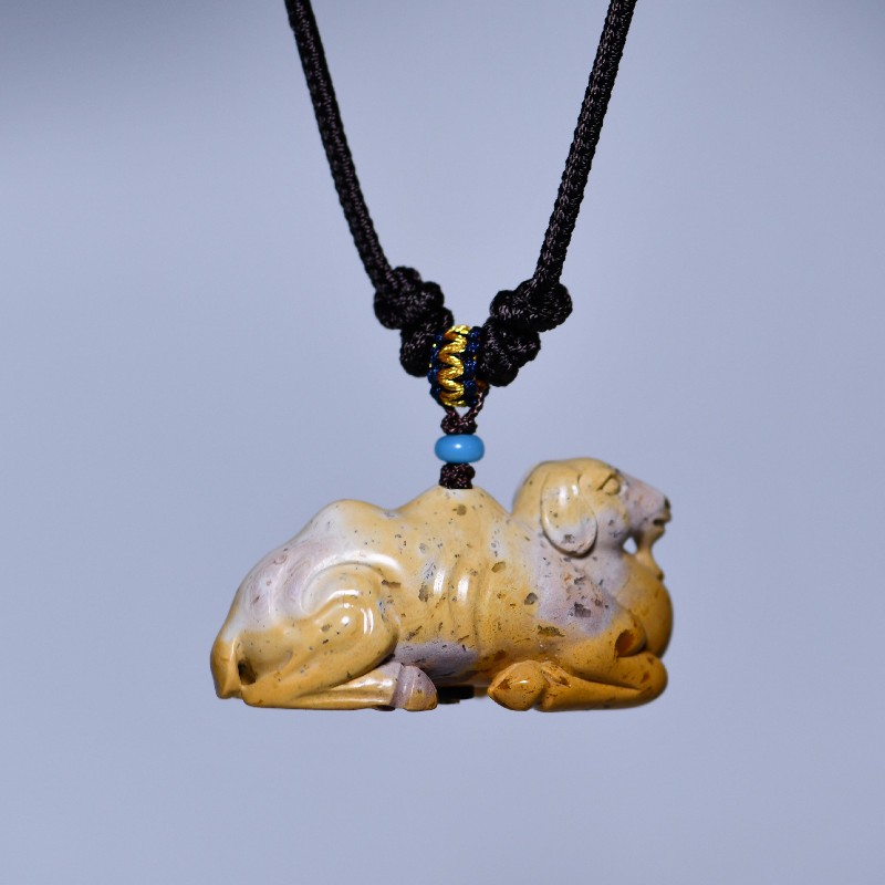 游此斋寿山石挂件花坑石骆驼把件挂坠寿山石吊坠挂坠把玩件