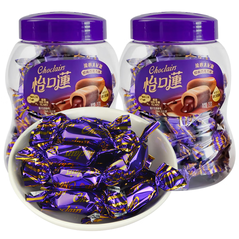 怡口莲太妃糖253g*2桶装夹心软糖牛奶糖批发糖果零食巧克力糖