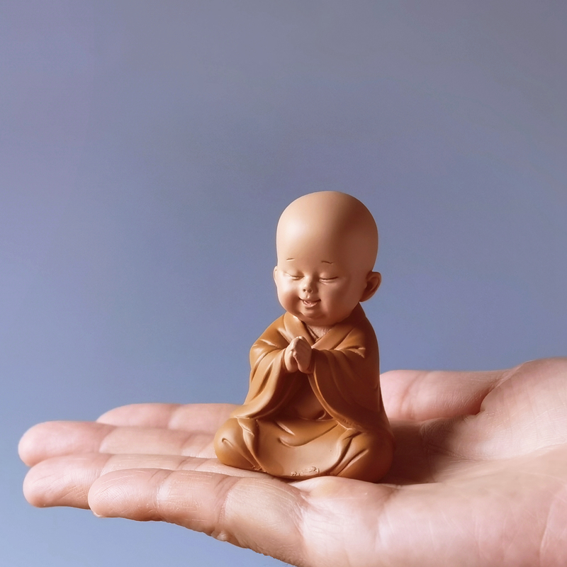 茶桌摆件装饰摆件 迷你小和尚摆件中式禅意人物卡通慧能古风办公室