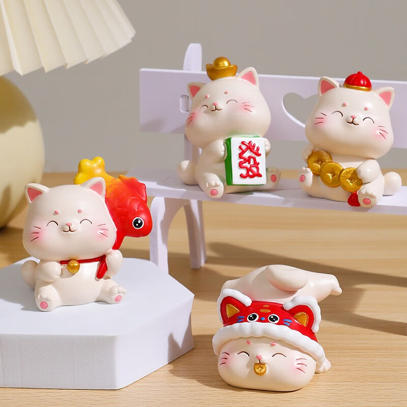 2024新款创意招财猫发财手机支桌面可爱小摆件办公室客厅卧房装饰