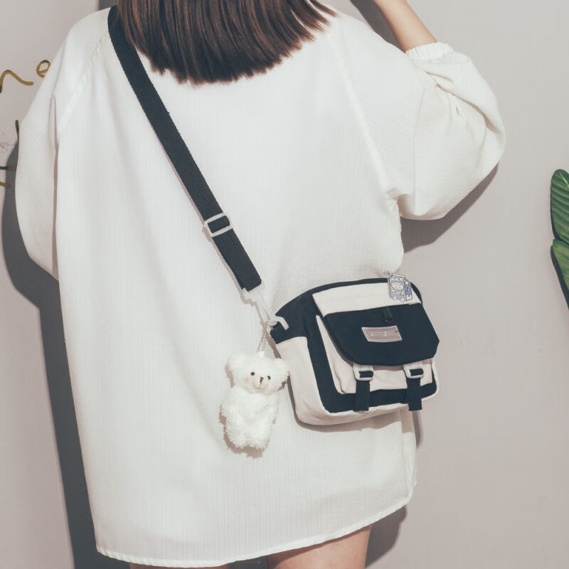 创京懿选 女生斜挎包夏天学生感百搭原宿风小方包日韩帆布包学院女