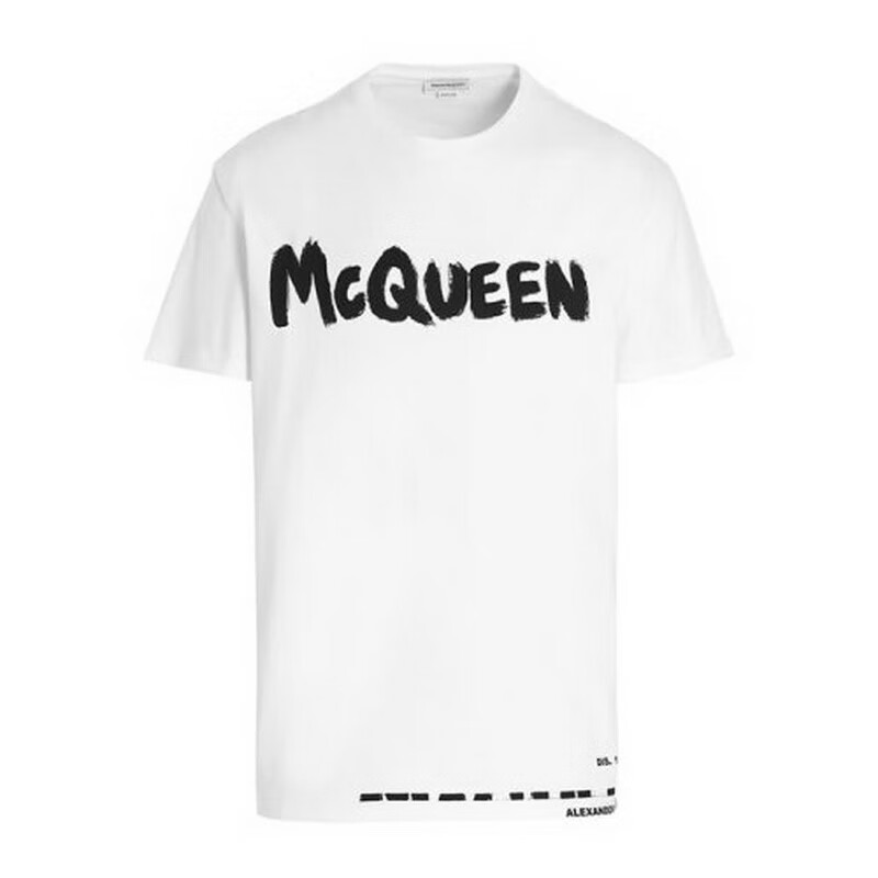 麦昆男士休闲棉质圆领t恤龙年奢饰品潮牌 白色 l