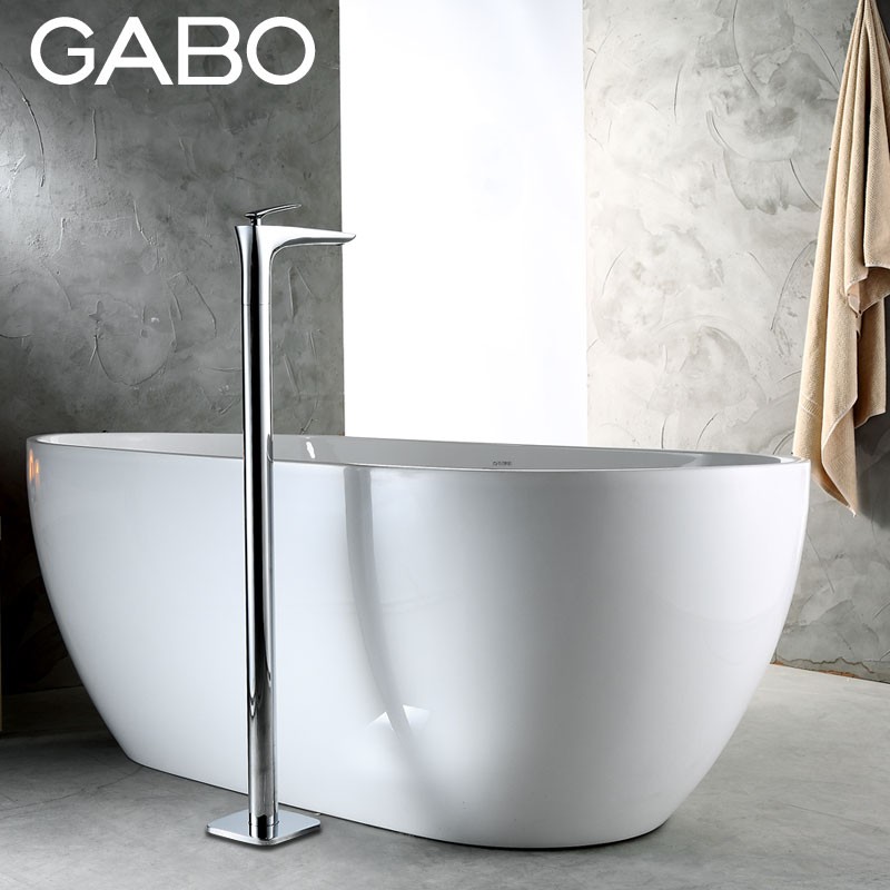 观博（GABO）卫生间冷热水浴缸龙头铜镀铬落地式缸边水龙头立式淋浴龙头18D025 18D025-L