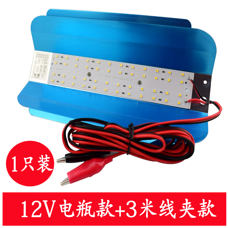 OUOETYled碘钨灯12v伏led摆摊灯48V60V超亮摆夜市电瓶地摊灯照明 超亮12伏单块电瓶使用50W 50W 白