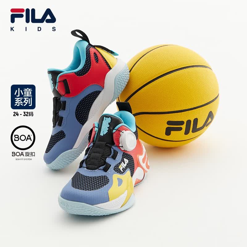 FILA斐乐童鞋儿童篮球鞋2023春季新款小童回弹缓震BOA旋扣运动鞋 黑/雾蓝色-BC 30码/内长18.5cm怎么样,好用不?