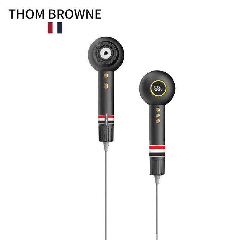 汤姆布朗Thom Browne吹风机家用速干低辐射1600W大功率恒温护发负离子智能变频电吹风机 黑色