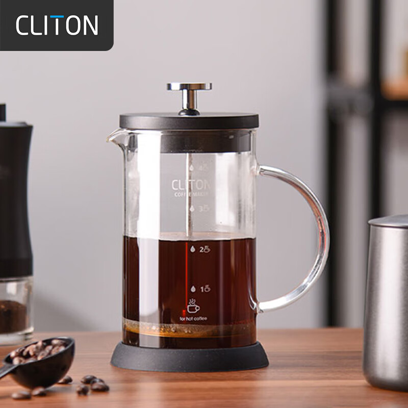 CLITON玻璃法压壶手冲咖啡壶 家用咖啡机咖啡过滤网过滤杯法式滤压壶