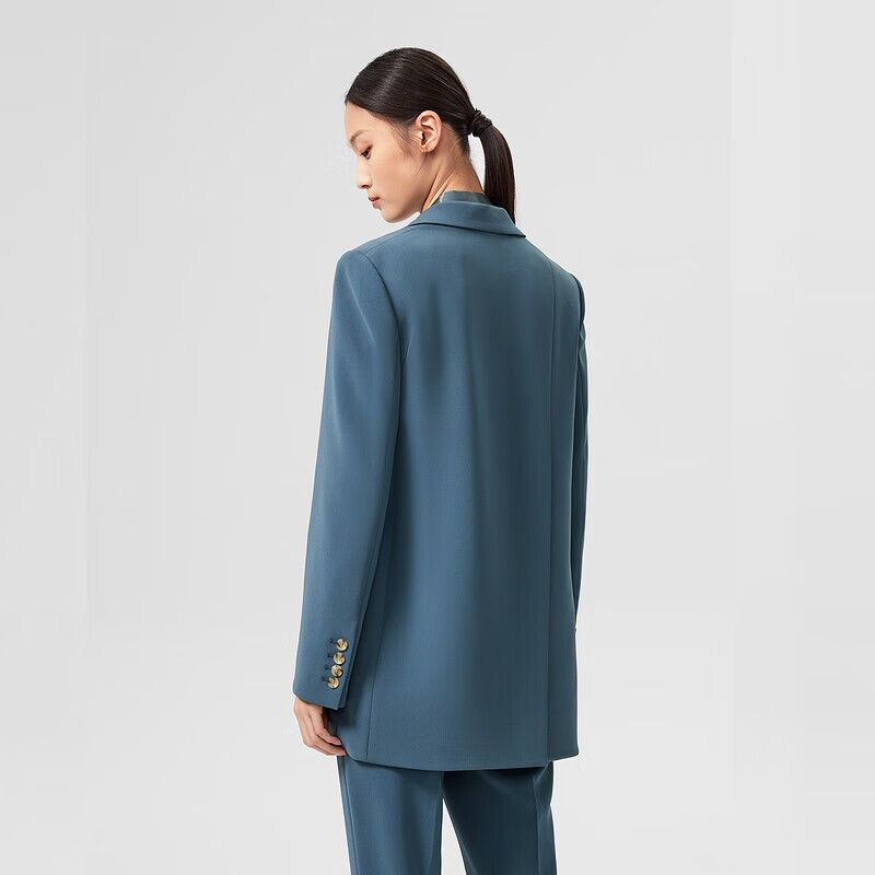 OVV【日本进口三醋酸】OVV春夏热卖女装平驳领中长款西服 湖蓝02 S