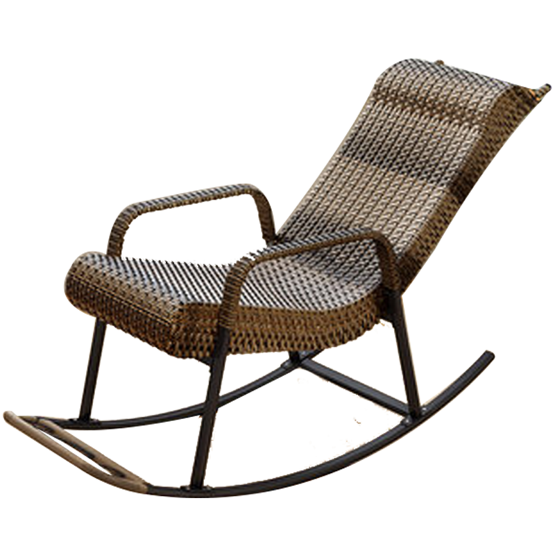 密林摇椅藤椅户外阳台休闲躺椅逍遥椅老人摇摇椅午睡椅室内懒人椅 尊贵款加厚座面-金色