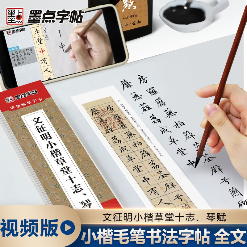 墨点字帖 毛笔近距离临摹字卡 文征明小楷草堂十志琴赋单条临摹字卡 初学者小楷临摹毛笔字帖