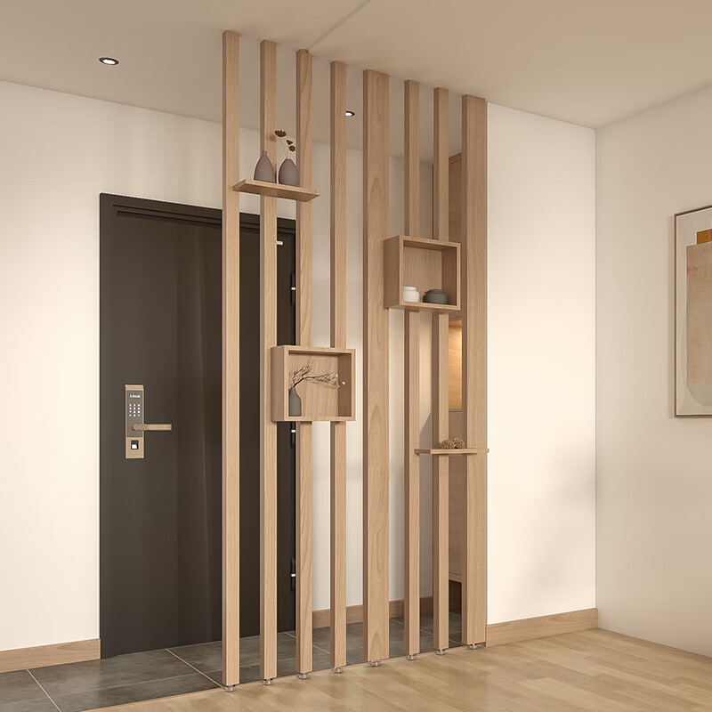 基梵迪日式简约立柱格栅实木屏风隔断玄关置物遮挡装饰 5*5一米/一根