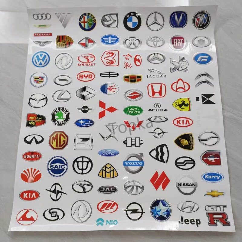名车车标贴纸汽车轿车常见标志大全不干胶装饰小图案车logo贴 单个约4
