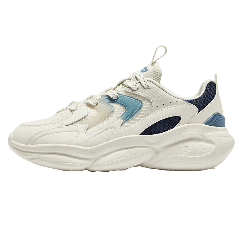 鸿星尔克休闲鞋透气新款舒适复古老爹鞋轻便软弹运动鞋子逐光休闲男鞋 微晶白/峡湾蓝 42