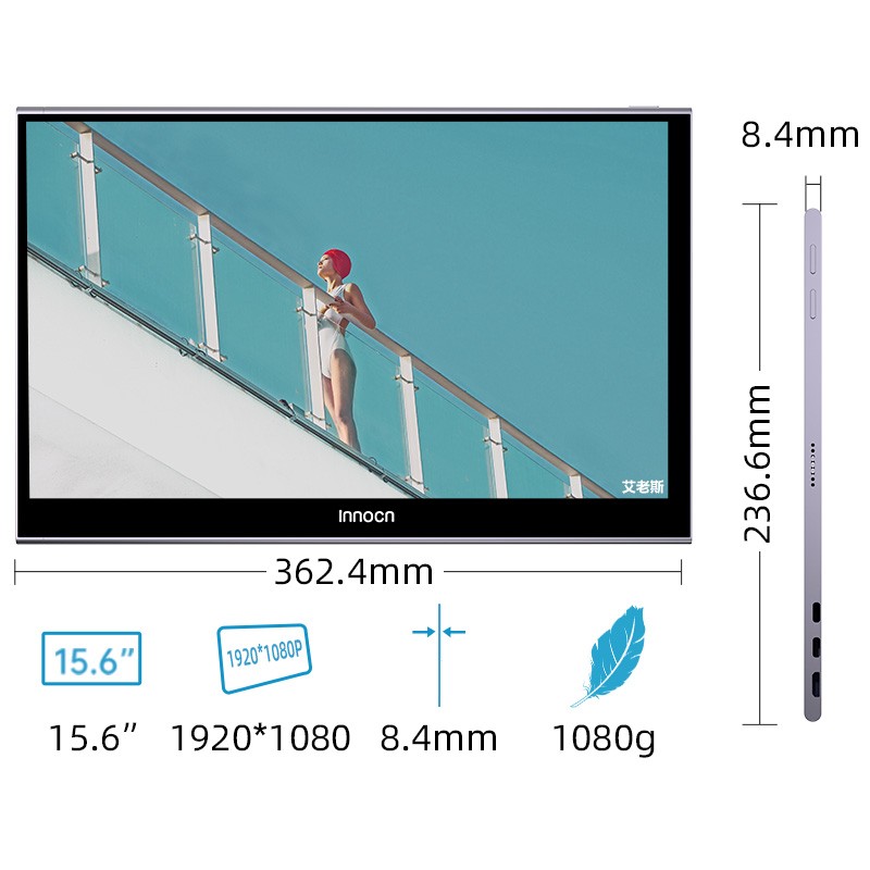 INNOCN 便携式显示器 内置电源 无线投屏可触摸 手机笔记本电脑扩展Switch外接 15.6英寸 双副屏幕 N2F PRO
