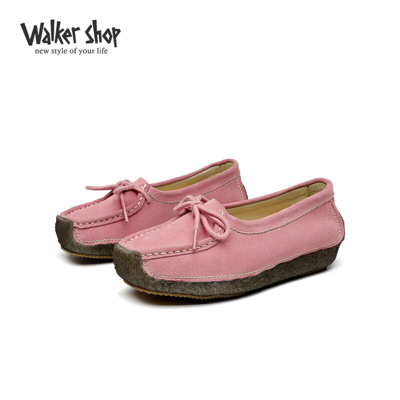 奥卡索 walker shop 女鞋磨砂牛皮蜗牛鞋平底孕妇妈妈单鞋四季舒适