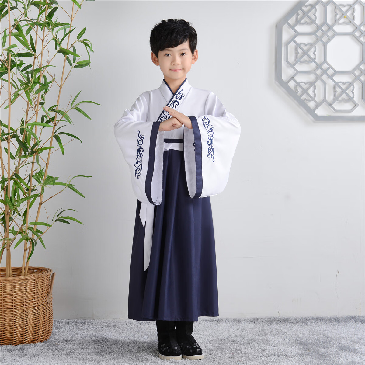 泰瑞格幼儿童古装汉服男童男孩晋宋朝古代诗人陶渊明诗词朗诵表演出