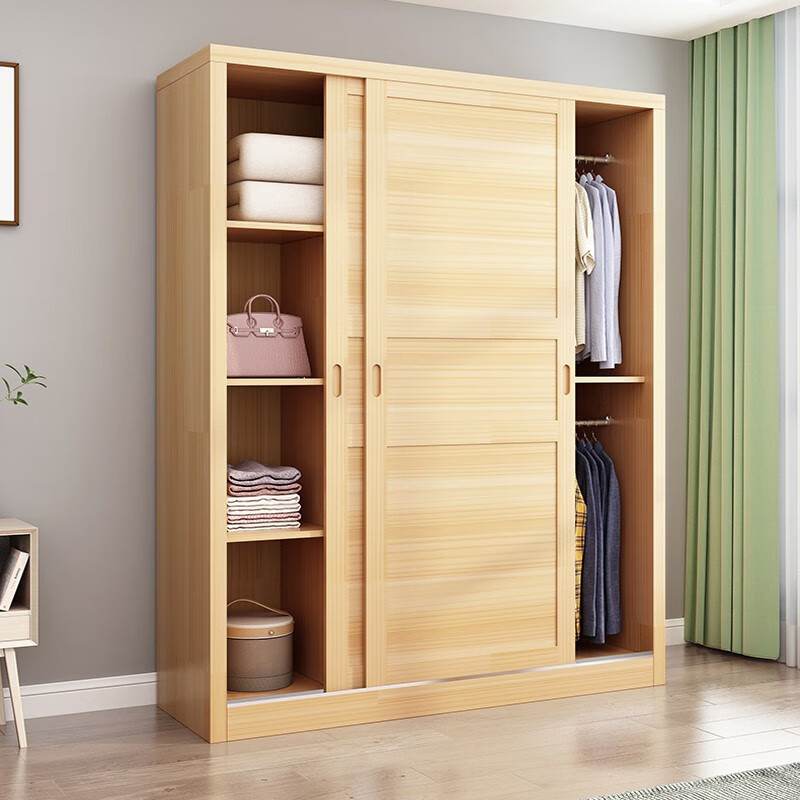 古莉金 衣柜实木推拉门衣柜木质定制组装卧室简约现代经济型柜子 主柜 1.4米