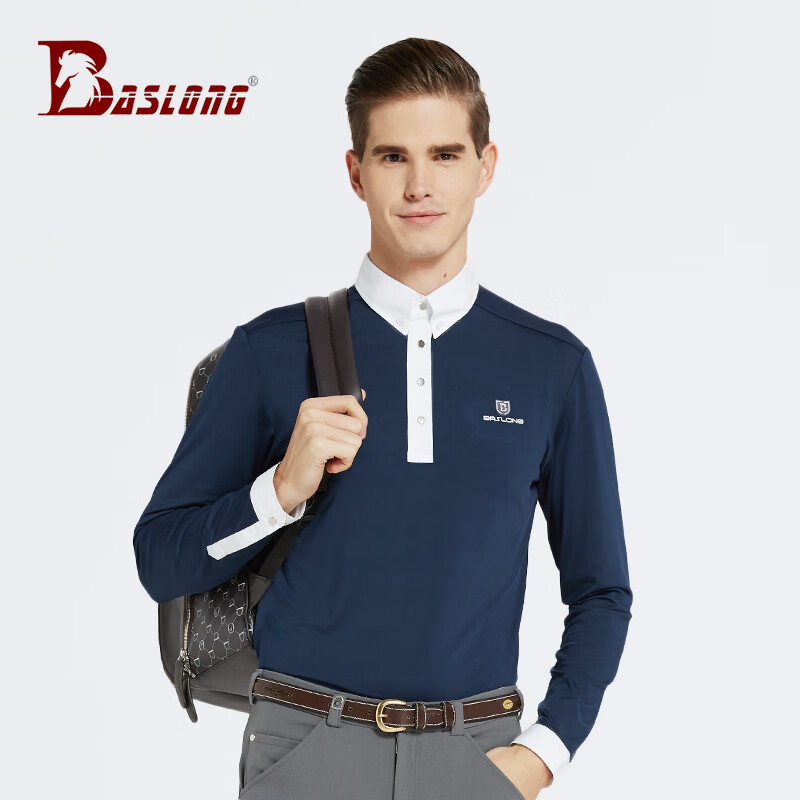 baslong八尺龙马术t恤长袖速干透气polo衫骑马装备马术服装男女款儿童