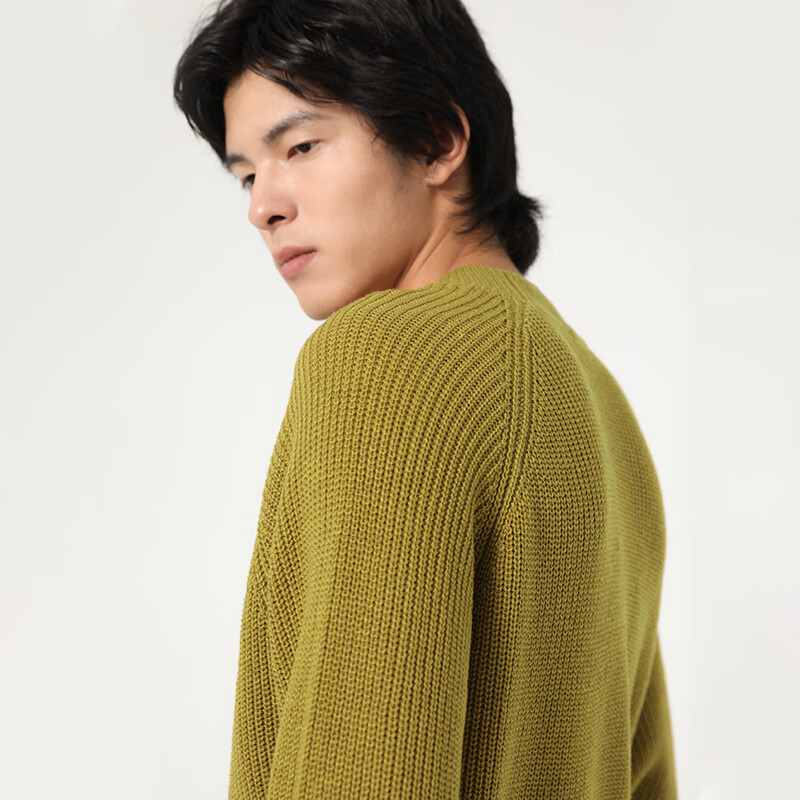 MARKLESS新款男士毛衣春季纯色宽松针织衫慵懒高级感打底毛衫外套MSB3740M 姜黄色 185/XXL