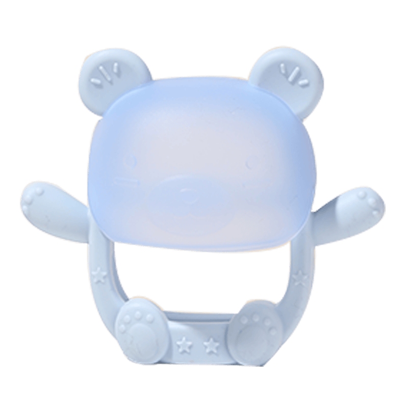 愛(ài)咔威（IKV）小熊護(hù)手牙膠嬰兒 硅膠防寶寶咬膠可水煮加收納盒 飛碟牙膠 -粉色