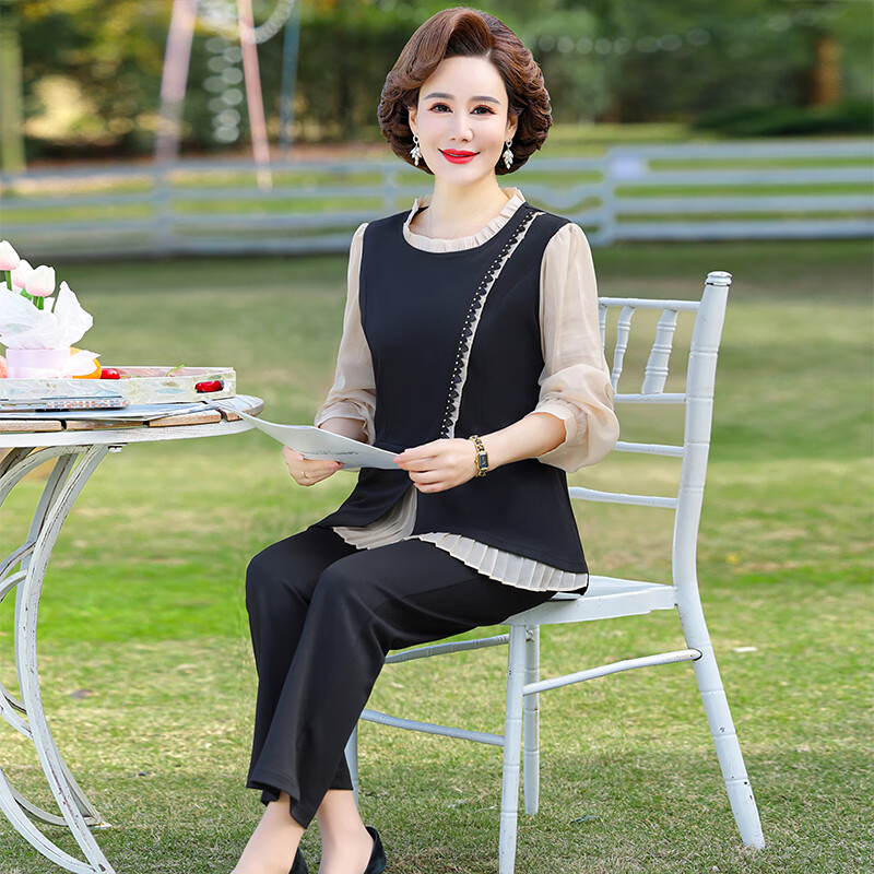麦德尔昆(mideelkun)50岁60岁2023新款中年妈妈春装套装气质50岁女人