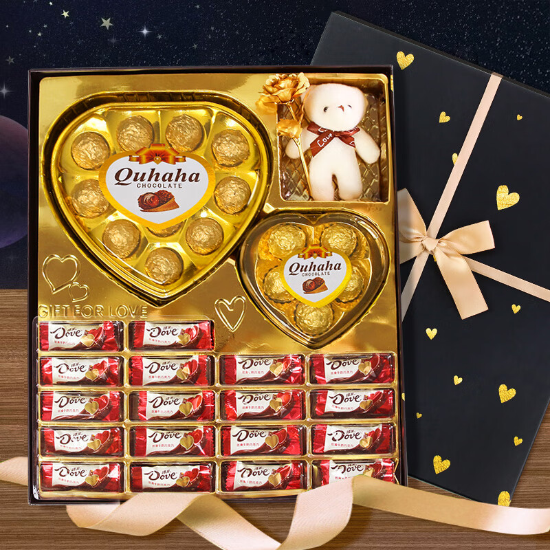 德芙（Dove）典趣巧克力礼盒零食甜品生日礼物送老婆女友男朋友浪漫惊喜女双心