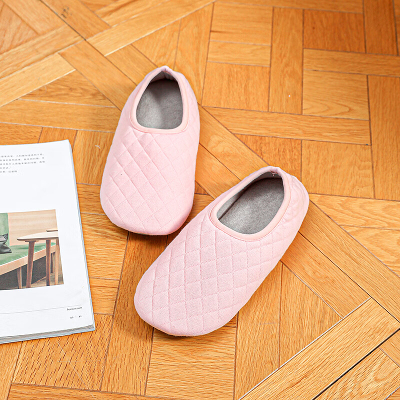 愛寶適日本純棉包跟月子鞋女夏季室內(nèi)居家用軟底靜音防滑軟底不臭腳 夏款粉色 36/37