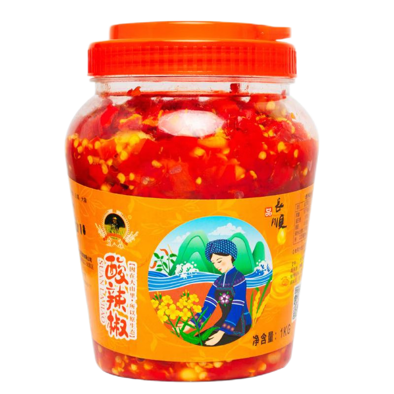 熊八妹贵州糟辣椒2000g/瓶 特辣酸辣椒炒菜调料凉拌火锅调味品姜蒜剁椒 1000g/1瓶