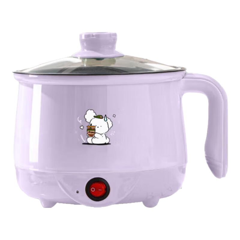 电煮锅电锅电炒锅多功能一锅宿舍电煮锅1-2人蒸煮一体 仙女紫-双档【单锅+蒸笼】不粘内胆 限时特价一天