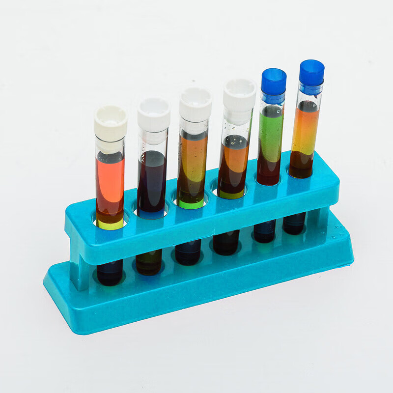 手工画可食用色素幼儿园区角材料教具实验彩虹水 蓝色试管架 6根试管