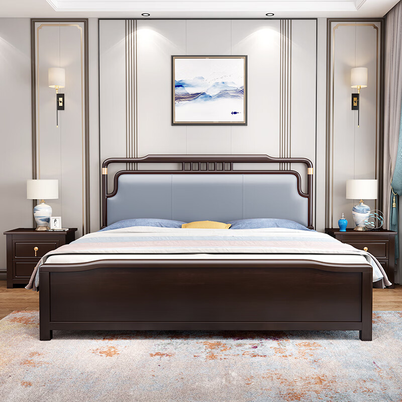 妙普乐江西南康实木床 新中式实木床1.8米轻奢简约双人床1.