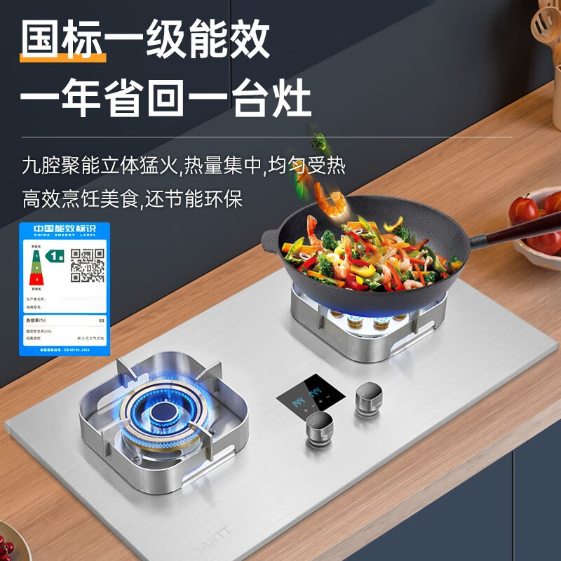 YANTT【590mm小开孔燃气灶】德国YANTT小尺寸燃气灶天然气猛火灶煤气双灶定时灶液化气灶台嵌两用煤气炉 【367款】小开孔定时 左猛火 不锈钢款 管道天然气