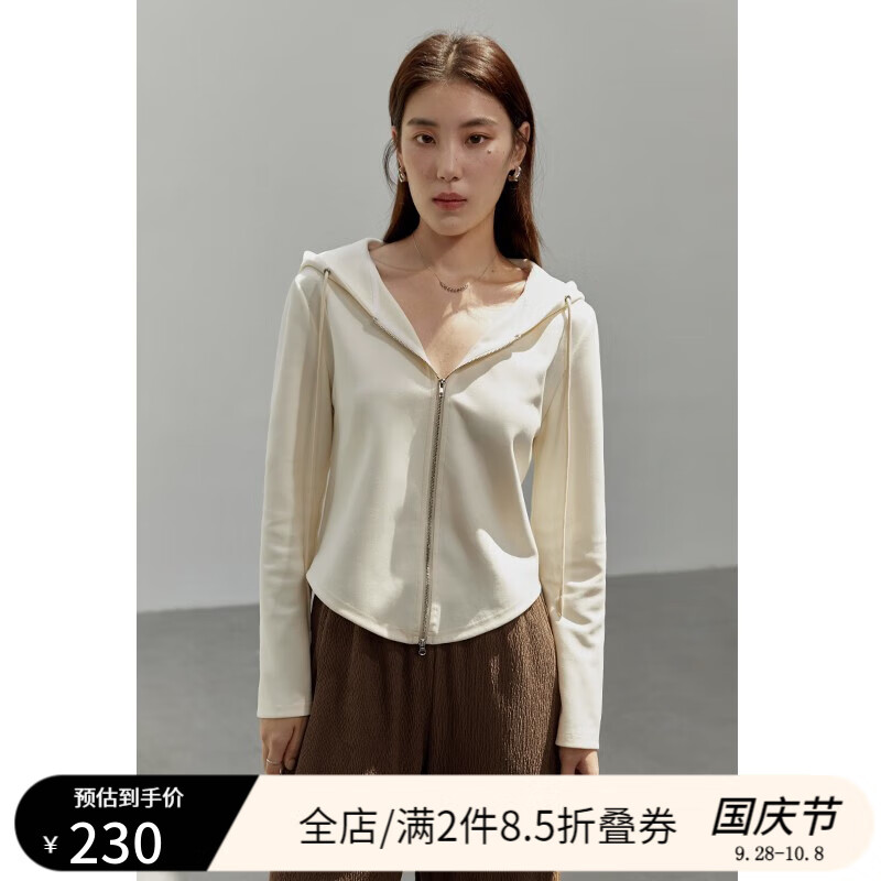 独束大码女装双开拉链连帽卫衣女秋季新款胖mm显瘦百搭上衣22DS3240 奶油米 XL使用感如何?