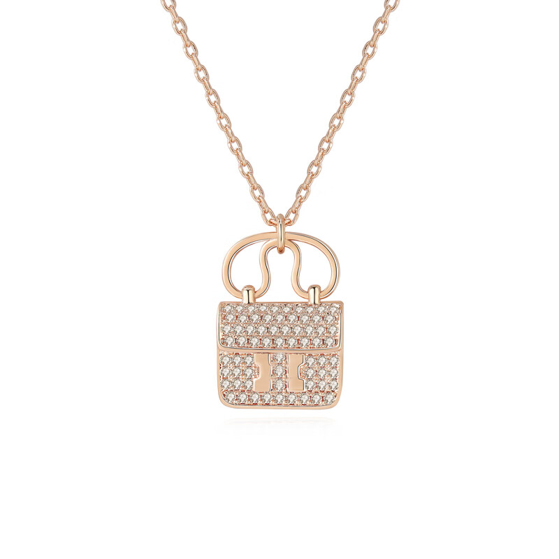 dolv康康包吊坠18k金高版本銀字母h项链女轻奢小众金满天星包包锁骨链