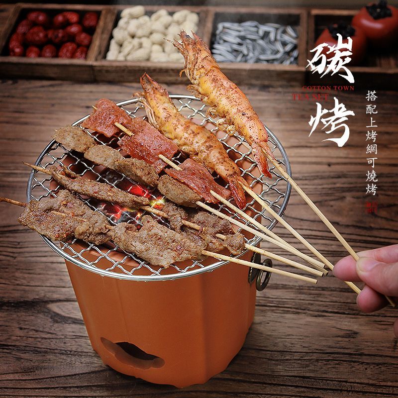 棉小城户外煮茶炉红泥砂铫煮水壶玉书煨纯手工明火烧水壶炭炉围炉煮茶器 单炉【升级版电炭两用-状元炉】