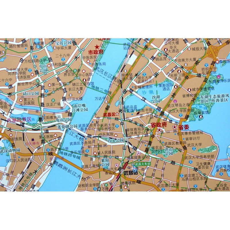 2020全新 武汉市地图挂图 湖北省地图挂图 二合一 详细版双面印刷