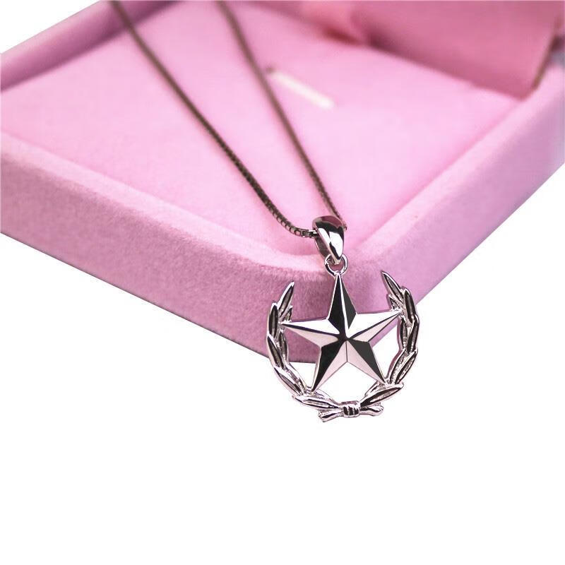 珠佩丽领花项链s925银领花项链领花吊坠编织领花学生军恋礼物 领花