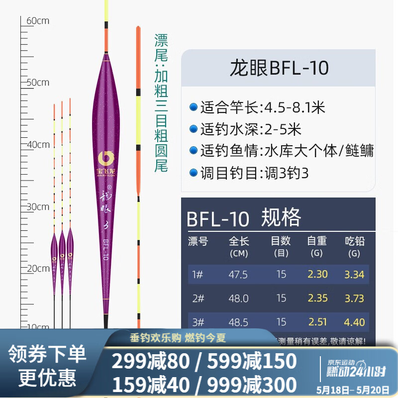 宝飞龙眼纳米浮漂醒目加粗鲫鲤鱼漂台钓极光漂竞技黑坑综合混养浮漂套装 龙眼纳米-10 3号单支