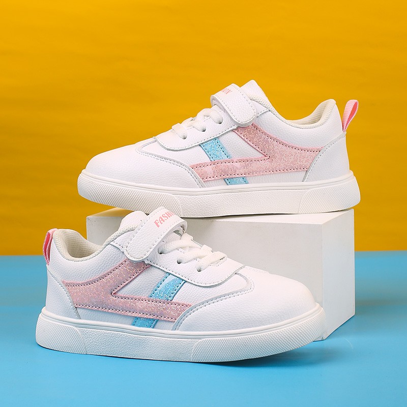 贝天熊（BeiTianXiong）童鞋春款男童软底休闲鞋秋冬新款女童网面鞋透气儿童革面运动鞋  BJW259白粉（皮面） 34 内长21.4/脚20.4