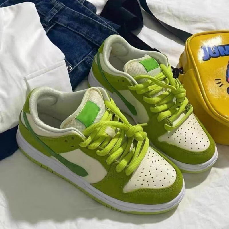 aj板鞋sb空军一号高品质女鞋休闲女鞋低帮熊猫小白鞋运动潮鞋 绿色 35