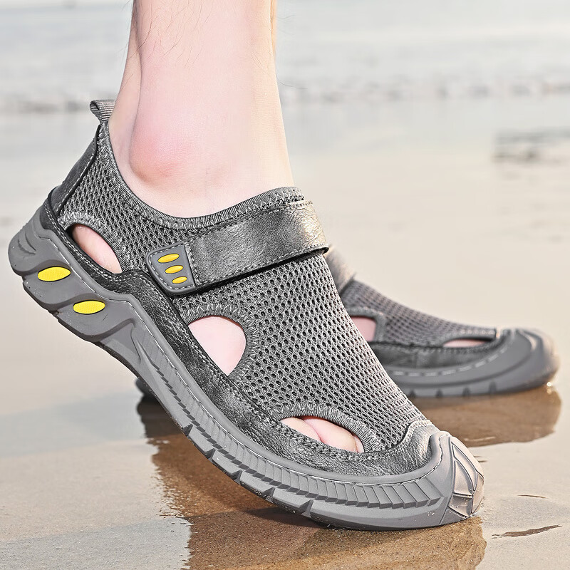 足力健爸妈鞋老人鞋2024夏季休闲男鞋中老年男士软底运动凉鞋一脚蹬