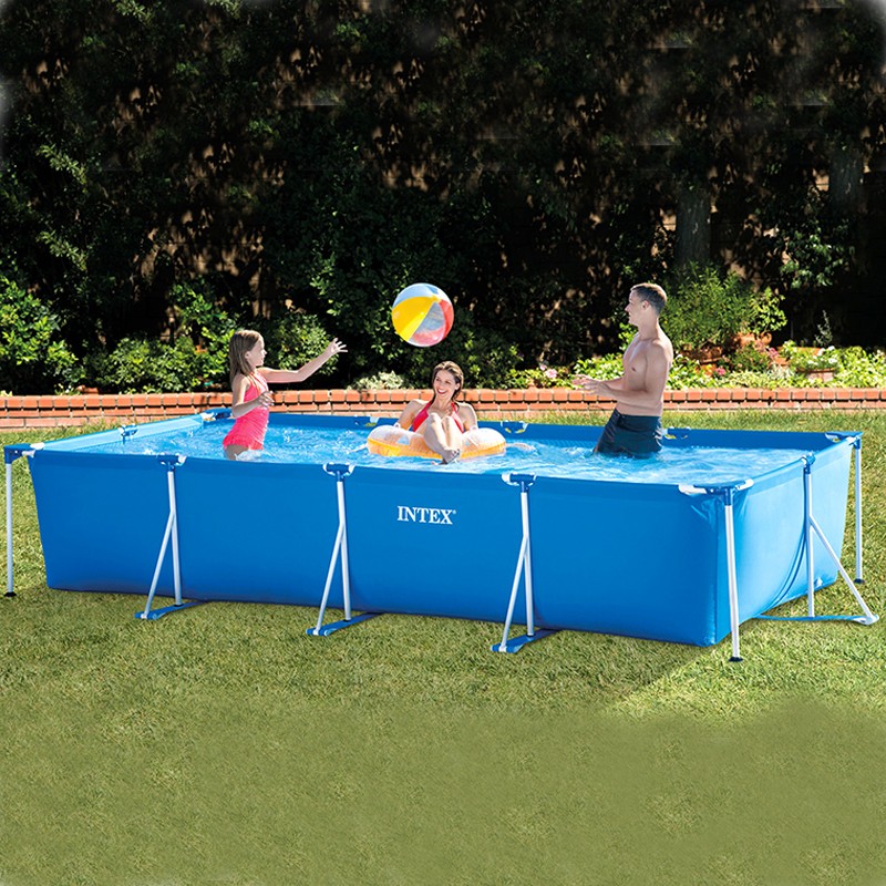 INTEX 28273加高加厚成人儿童游泳池 家庭管架泳池戏水池可移动折叠别墅养鱼池 方形450*220*84CM不含过滤泵