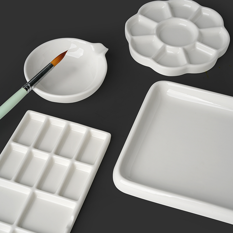 儿童调色板颜料画画套装 陶瓷调色盘水彩国画水粉颜料调色盒梅花盘