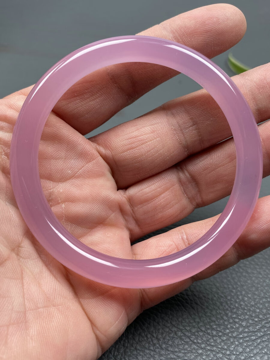 千古檀陕西特产西安冰花芙蓉玉手镯圆条粉紫色女款玉髓手镯蓝田玉带