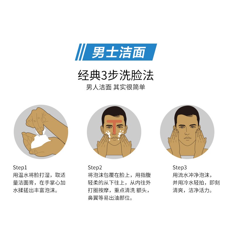 欧莱雅（L'OREAL）男士洗面奶学生洁面膏火山岩清痘炭爽抗黑头收缩毛孔控油洁面乳 水能保湿洁面100g